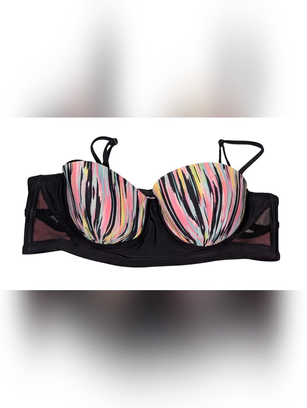 Y2K Xhilaration Retro Bikini Top XL Mesh Panel Push Up Swim Top 80s Vibes